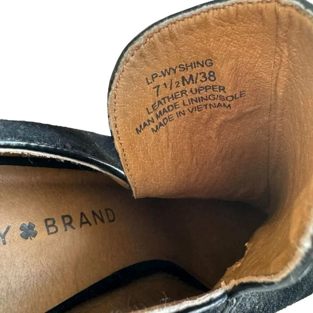 Lucky Brand Wyshing Black Suede Heels Size 7.5